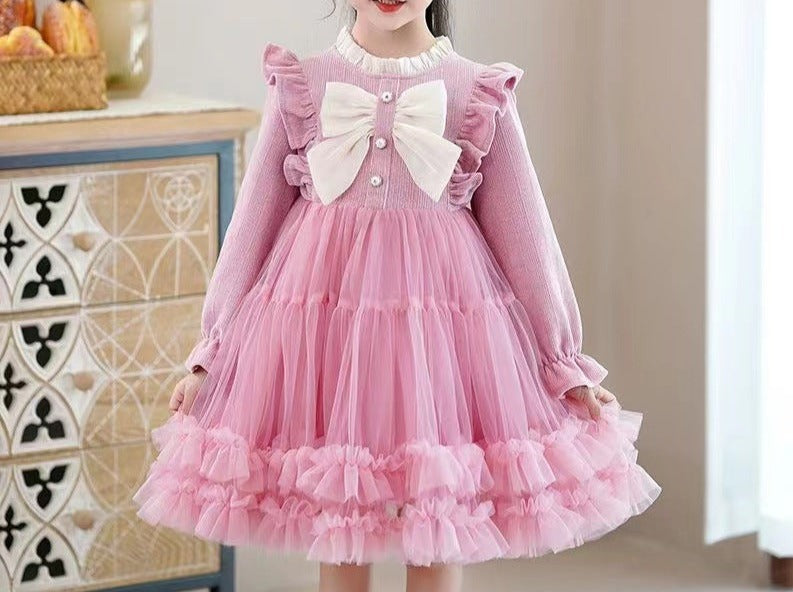 Children's Dress Tulle Ruffles and Bow