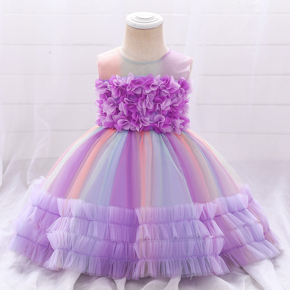 Children's Tulle Colors Floral Dress