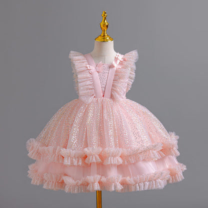 Shiny Tulle Butterfly Party Dress