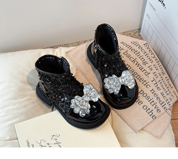 Girls' Infant Boot Shiny Bow