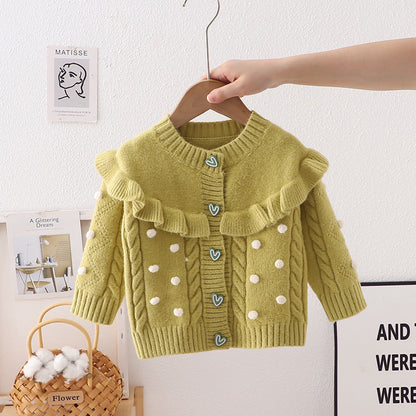 Cardigan Infantil Pompom Coraçõeszinhos