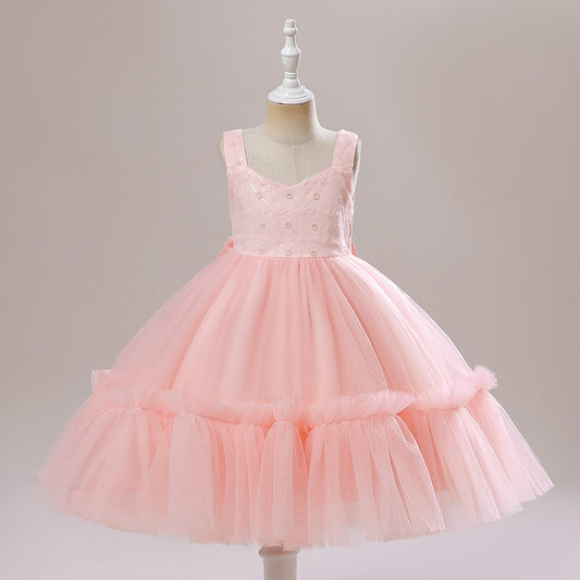 Tulle Sequins and Bow Party Dress