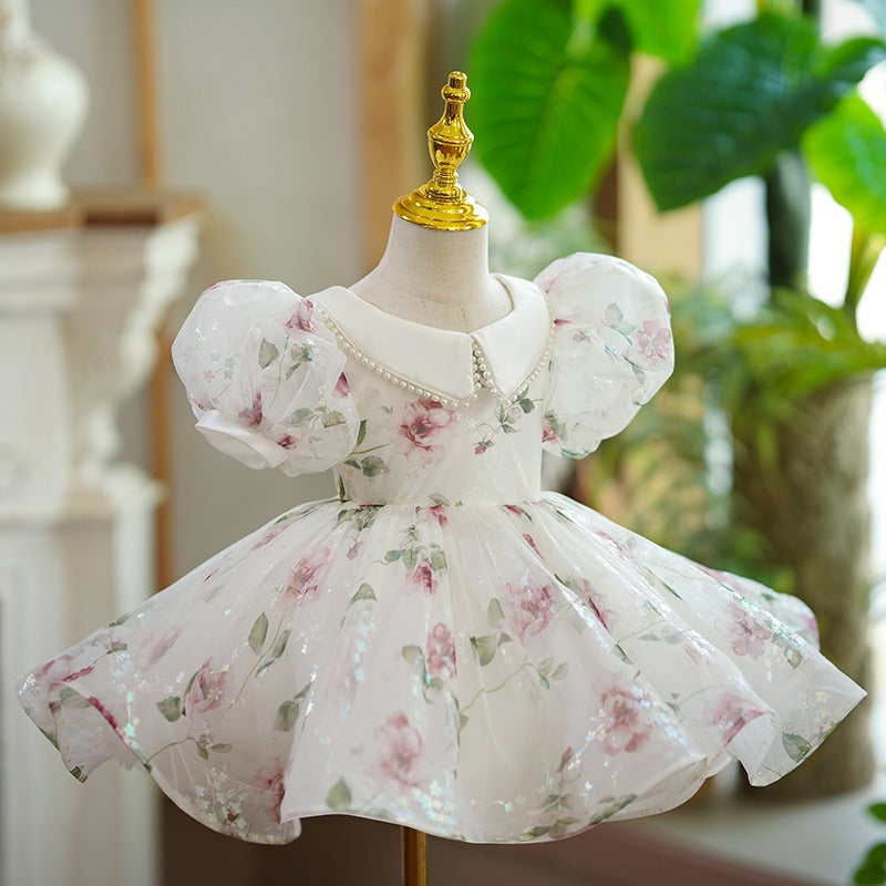 Children's Dress Floral Pearls Collar