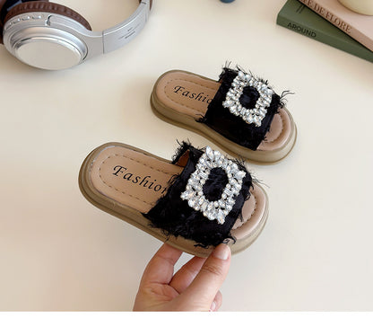 Girls' Rhinestone Flip Flops