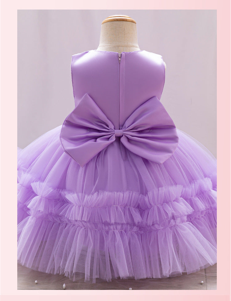 Children's Party Dress Tulle and Shiny Bow