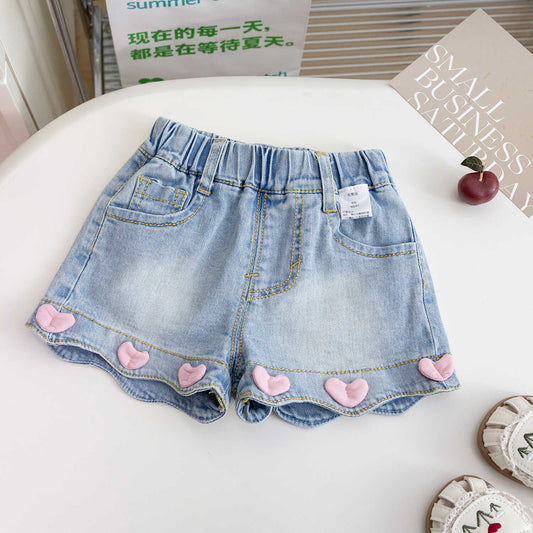 Girls' Infant Shorts Jeans Little Hearts