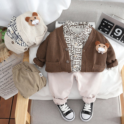 Men's Children's Set 3-Piece Knitted Bear