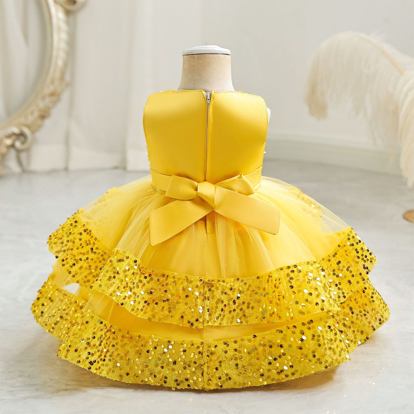 Shiny Bowknot Children's Party Dress