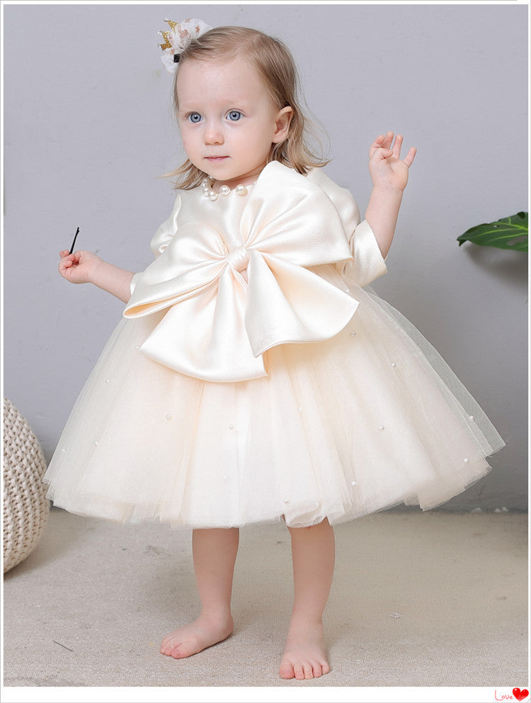 Children's Pearls and Bow Party Dress