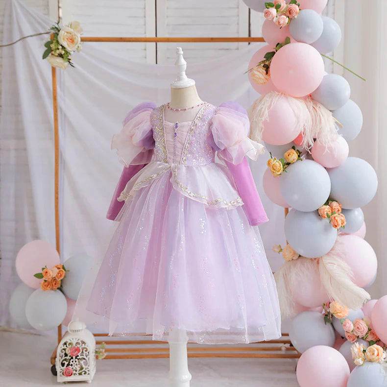 Princess Long Sleeve Shiny Children's Dress