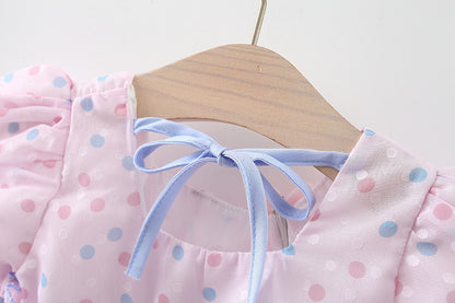 Children's Dress Polka Dots and Little Flower