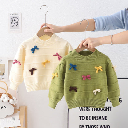 Women's Children's Knitted Bow Blouse