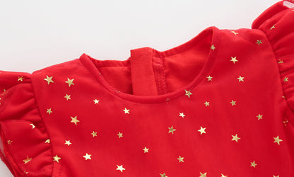 Red Infant Dress Little Stars