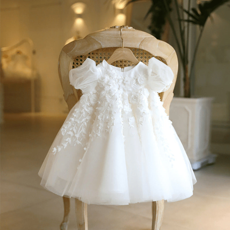 White Floral and Tulle Children's Dress