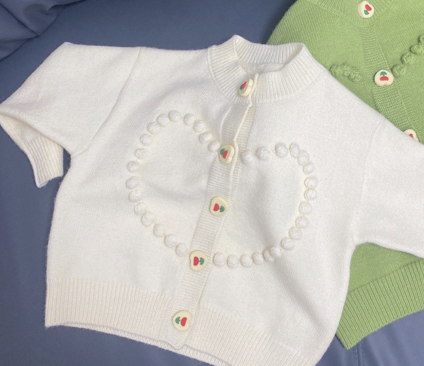 Children's Knitted Blouse with Heart Buttons