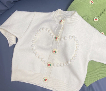 Children's Knitted Blouse with Heart Buttons