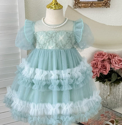 Children's Tulle Pearl and Bow Dress