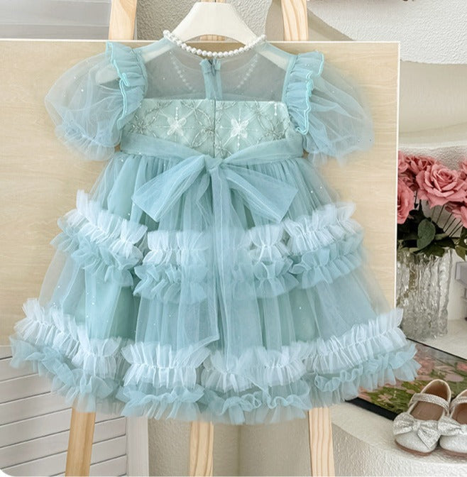 Children's Tulle Pearl and Bow Dress