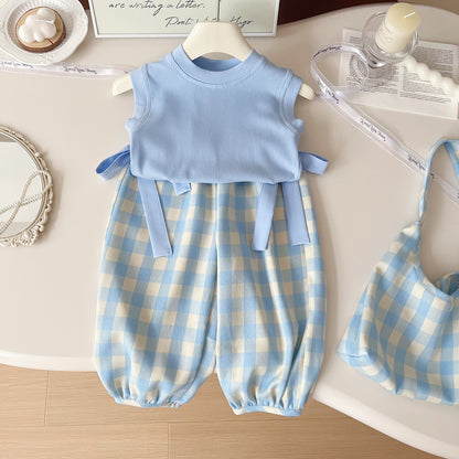 Blue Plaid Girls' Children's Set