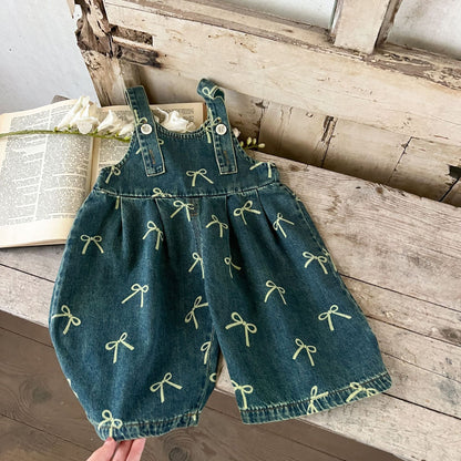 Children's Overalls Jeans Bows