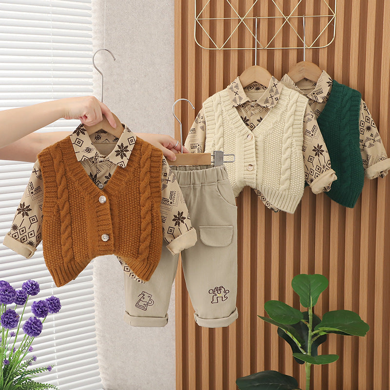 Children's Set 3 Pieces Knitting Vest