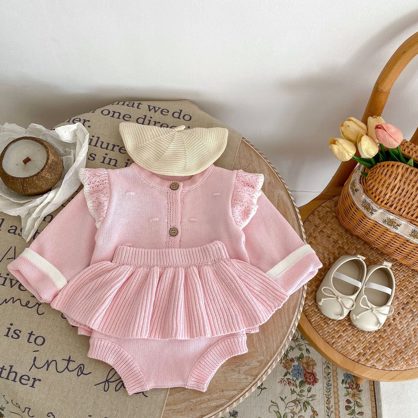 Pink Knit Girls' Infant Set