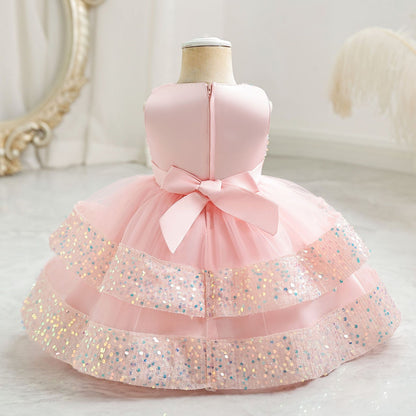 Shiny Bowknot Children's Party Dress