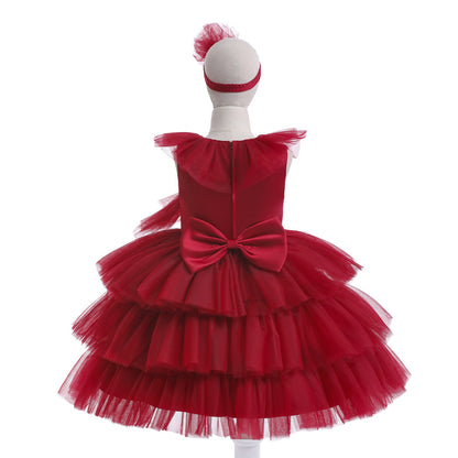 Children's Tulle Layered Bow Dress