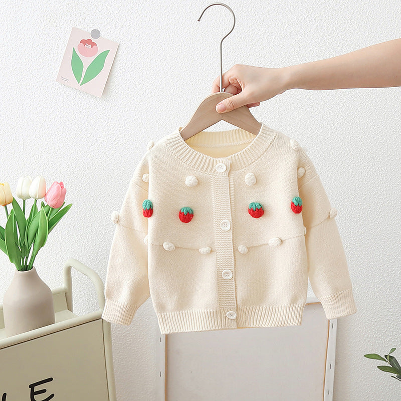 Strawberries and Polka Dots Children's Cardigan