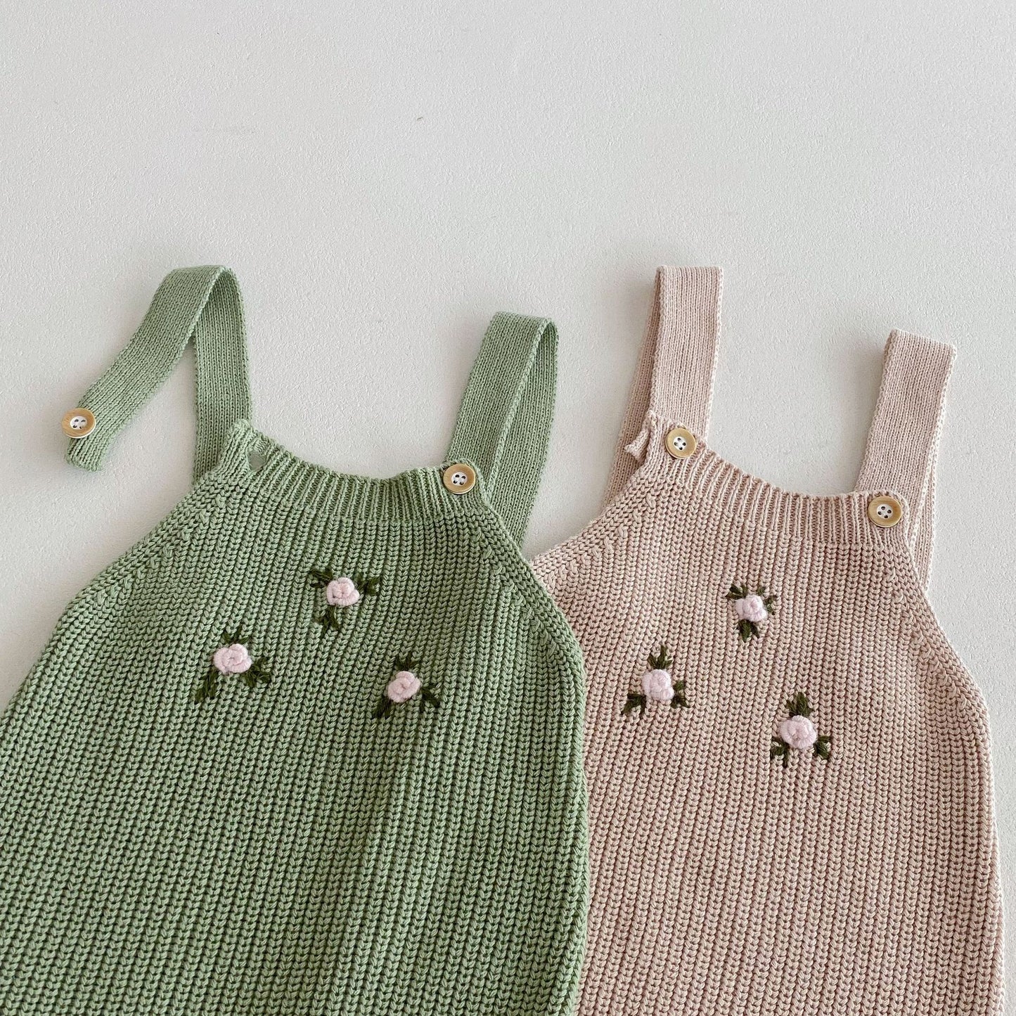 Children's Knit Flower Overalls