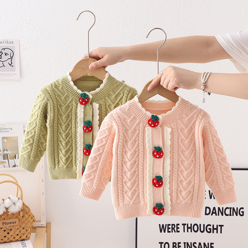 Children's Knitted Strawberry Cardigan