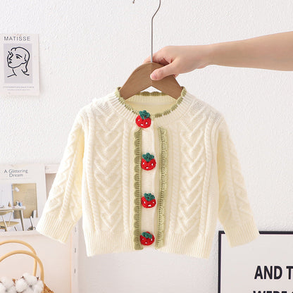 Children's Knitted Strawberry Cardigan