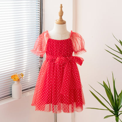 Polka Dot Tulle Bow Infant Dress