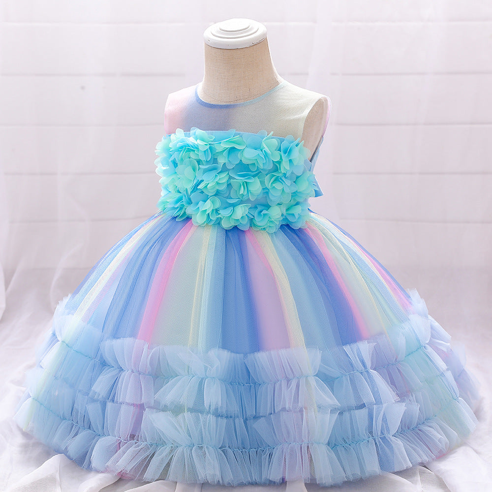 Children's Tulle Colors Floral Dress