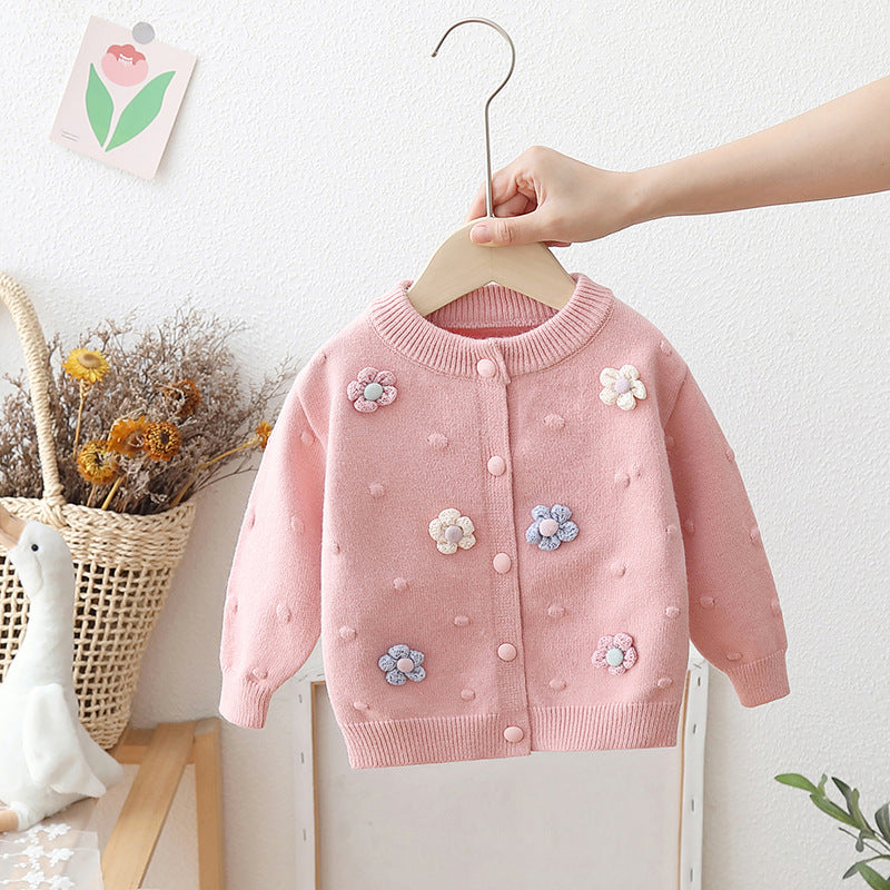 Cardigan Infantil Tricô Florzinhas