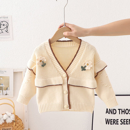 Children's Cardigan Knitted Flowers