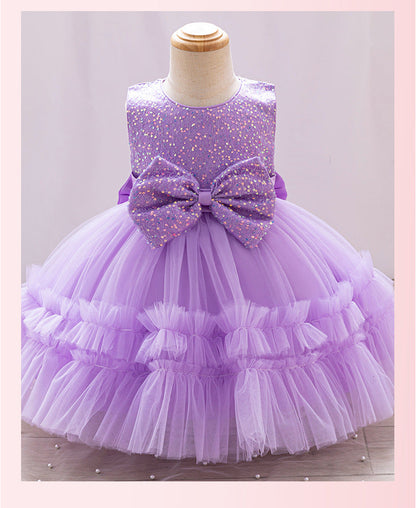 Children's Party Dress Tulle and Shiny Bow