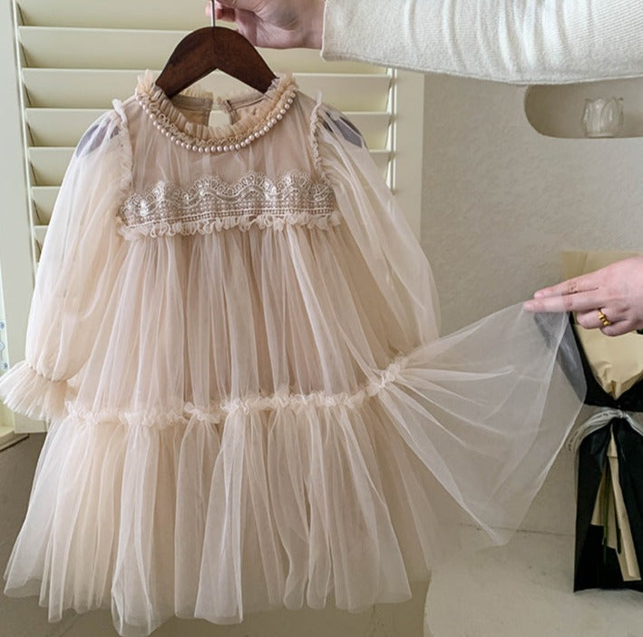 Children's Tulle Lace and Pearls Dress