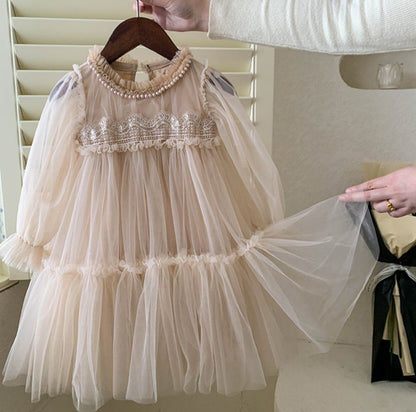 Children's Tulle Lace and Pearls Dress