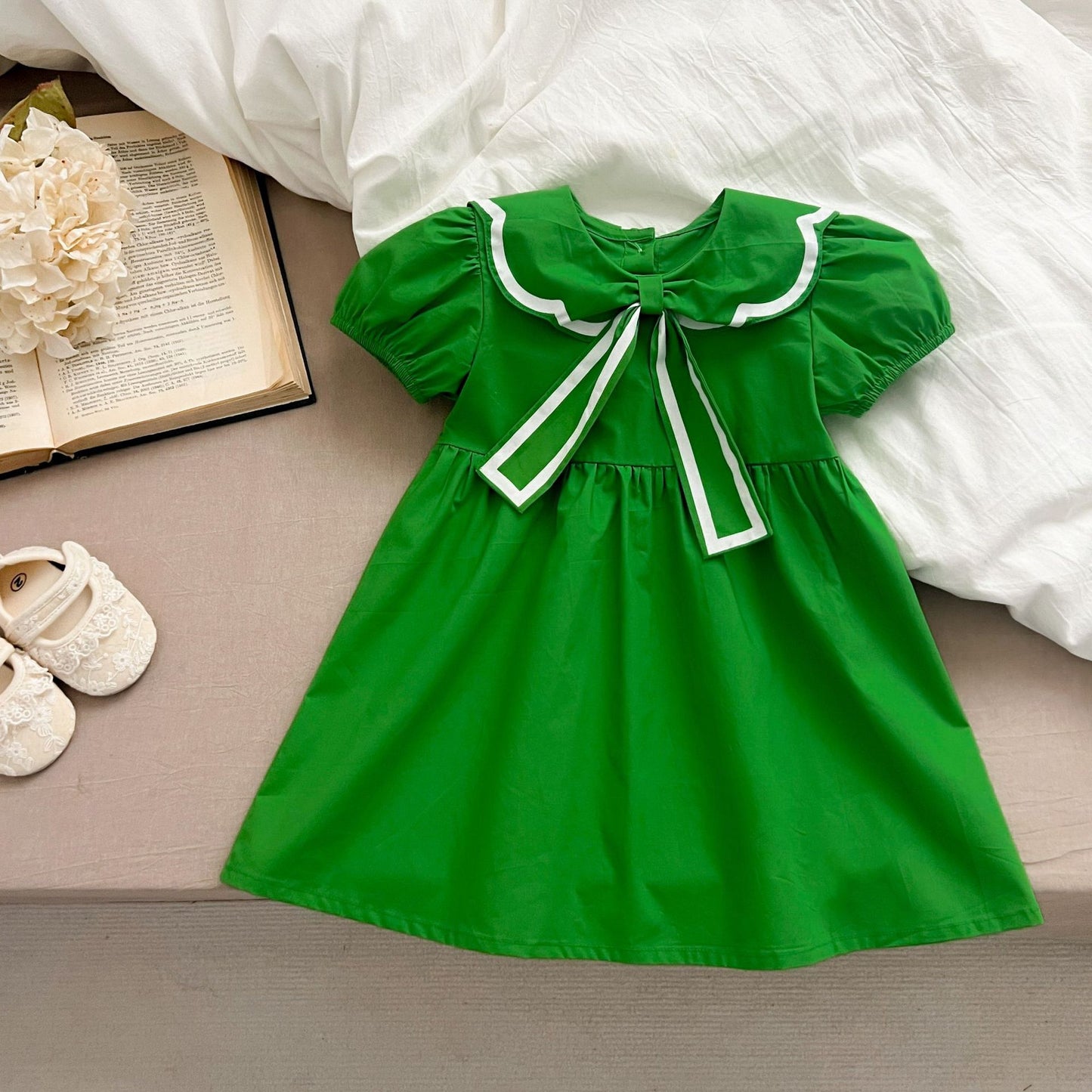 Green Bow Children's Dress