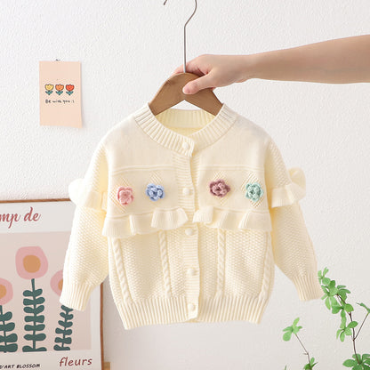 Children's Cardigan Knitted Flowers