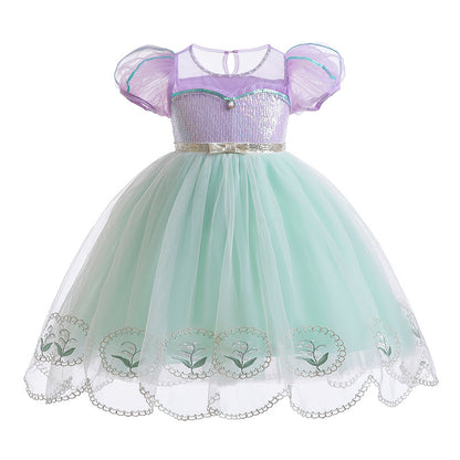 Shiny Tulle and Pearls Children's Party Dress