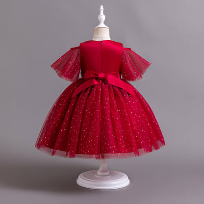 Children's Dress Pink Pearls Flowers