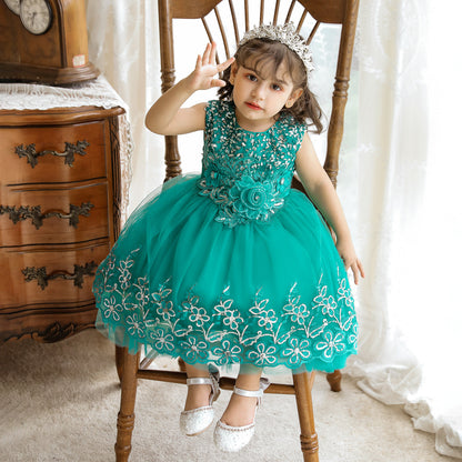 Bright Tulle and Flowers Children's Party Dress