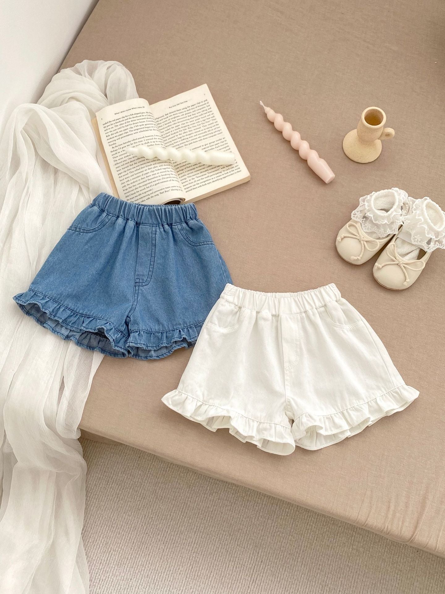 Girls' Infant Shorts Jeans Ruffles