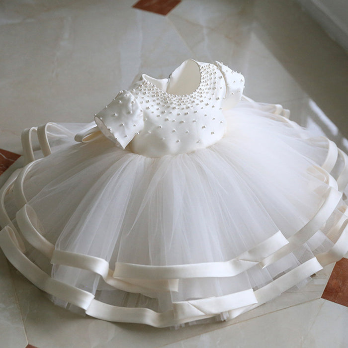 Pearls White Children's Party Dress