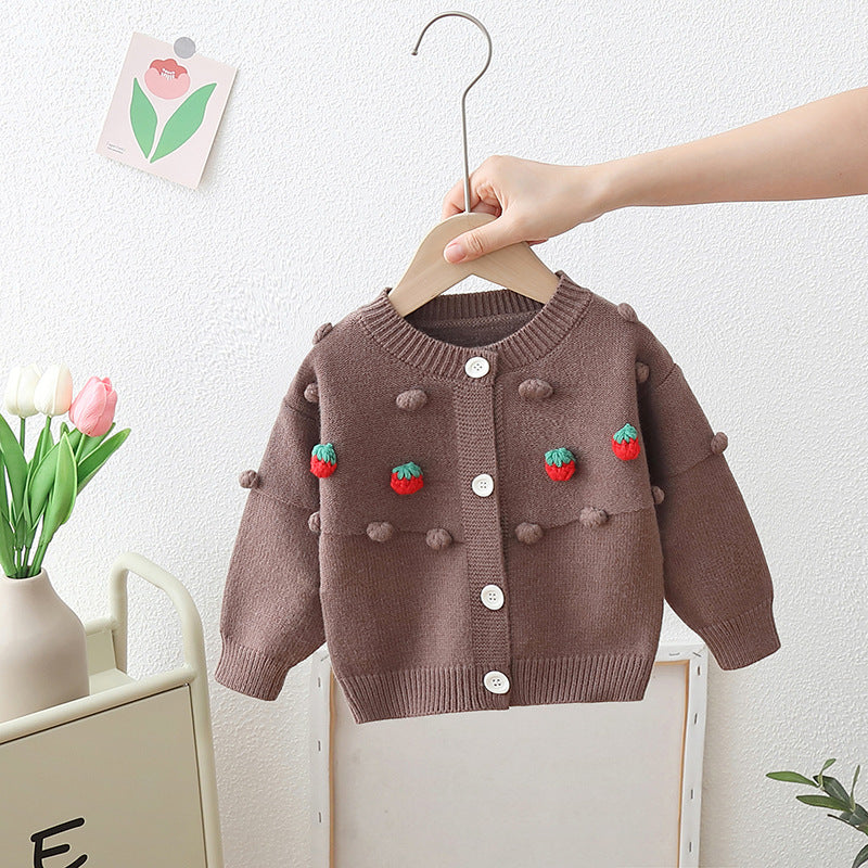 Strawberries and Polka Dots Children's Cardigan