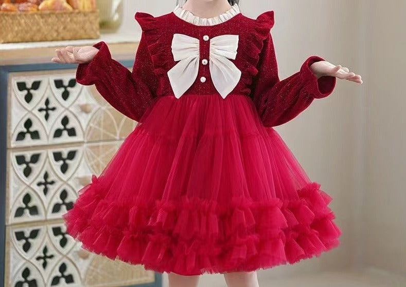 Children's Dress Tulle Ruffles and Bow