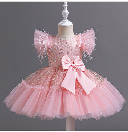 Shiny Bowknot Children's Party Dress