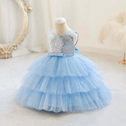 Shiny Tulle Tiered Party Dress